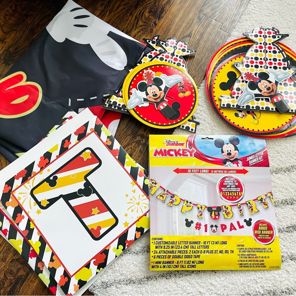 Disney Mickey Mouse Party Banner & Hanging Decorations in Red, Yellow, Black